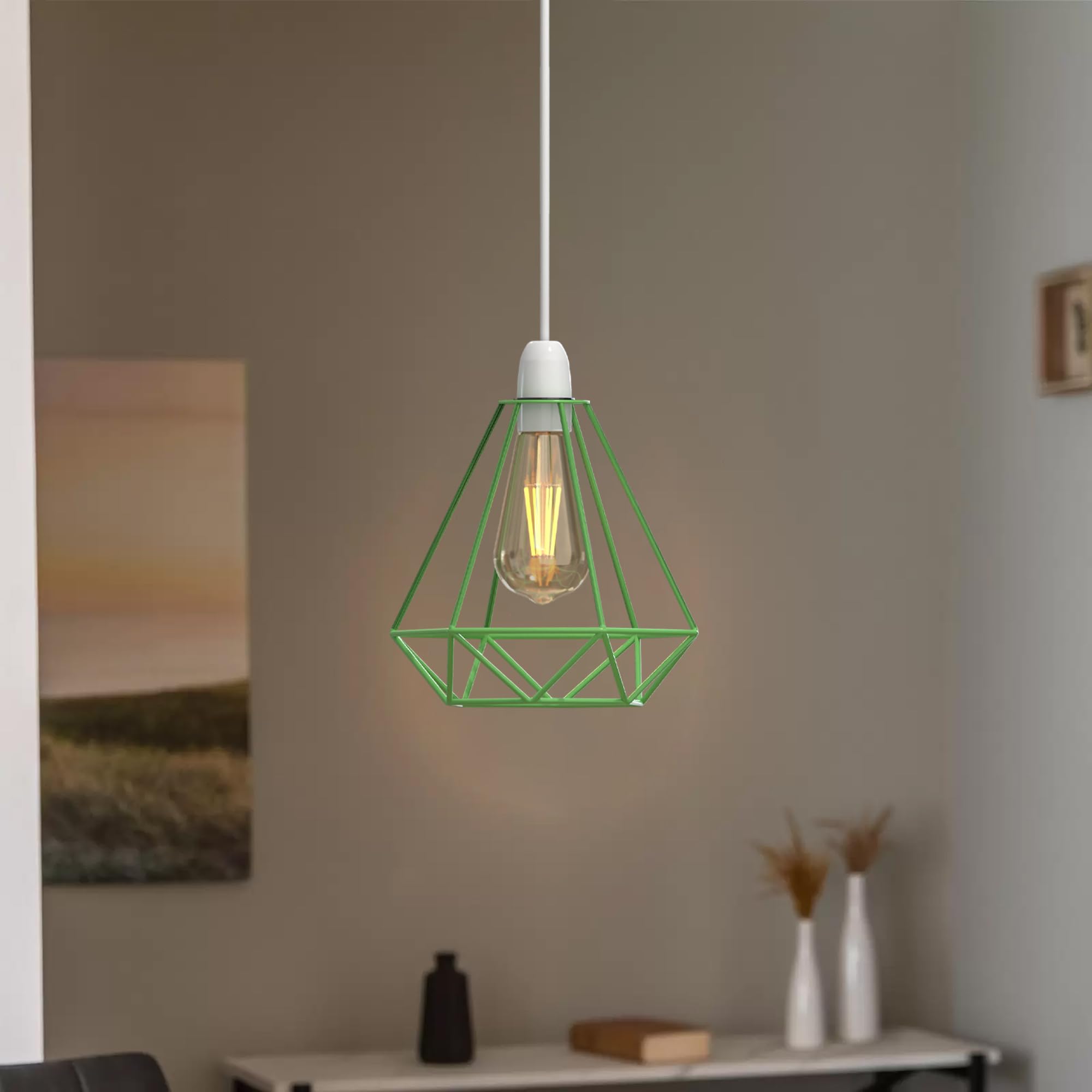 Moderne schwarze geometrische Decken Pendelleuchtenschirme, Drahtkäfig Lampenschirme - Bild 22 von 48