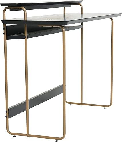 Miniatura 9 de Main + Mesa Pacifica - Escritorio moderno para computadora de mediados de siglo con chapa de madera auténtica y detalles de metal redondeados para