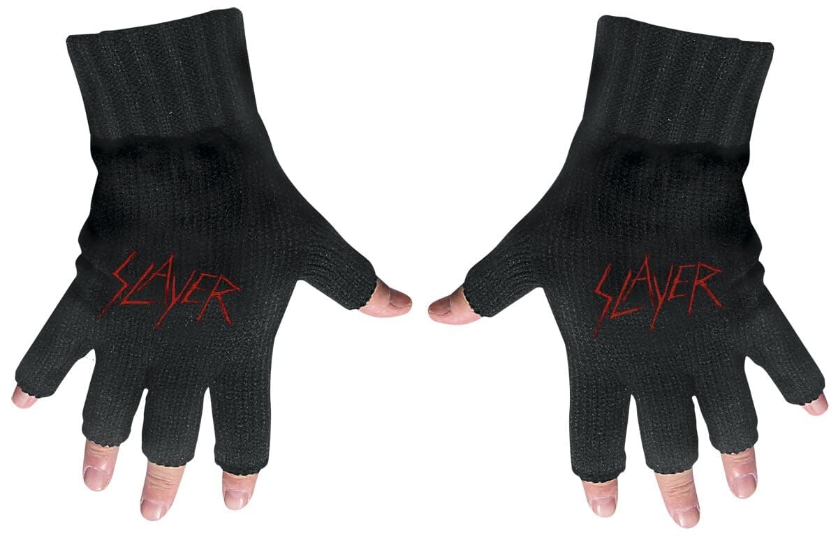 Slayer Unisex Black Logo Fingerless Gloves 95% Polyacrylic, 5% Elastane, Regular
