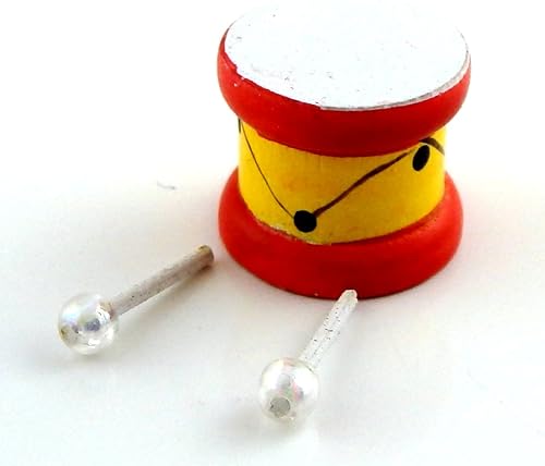 Miniatura 2 de Casa de muñecas miniatura escala 112 3 piezas tambor con palos Set #M6066