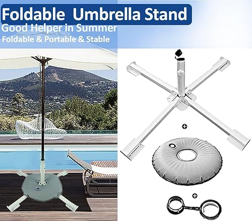 Miniatura 9 de MILIMOLI Soporte portátil plegable para sombrilla de playa, soporte portátil para sombrilla de patio, anclaje de sombrilla para exteriores, con