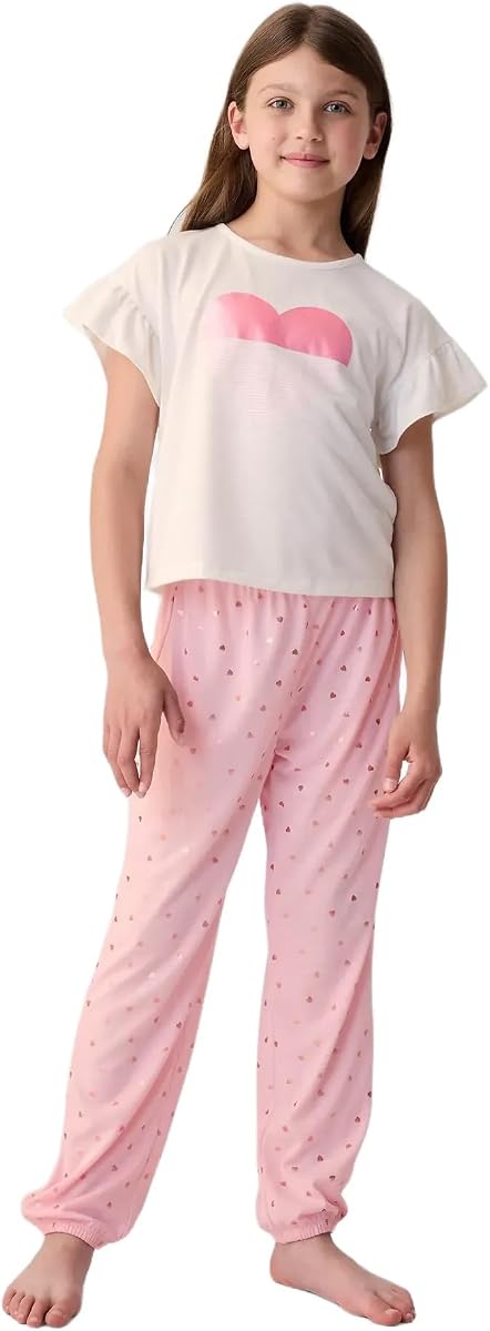 Girls' Flutter Short Sleeve Jogger Sleep Set