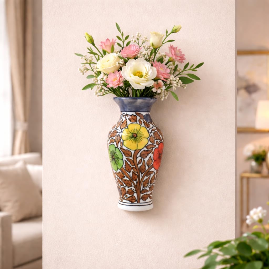 Ceramic Flower Wall Hanging - Brown -1