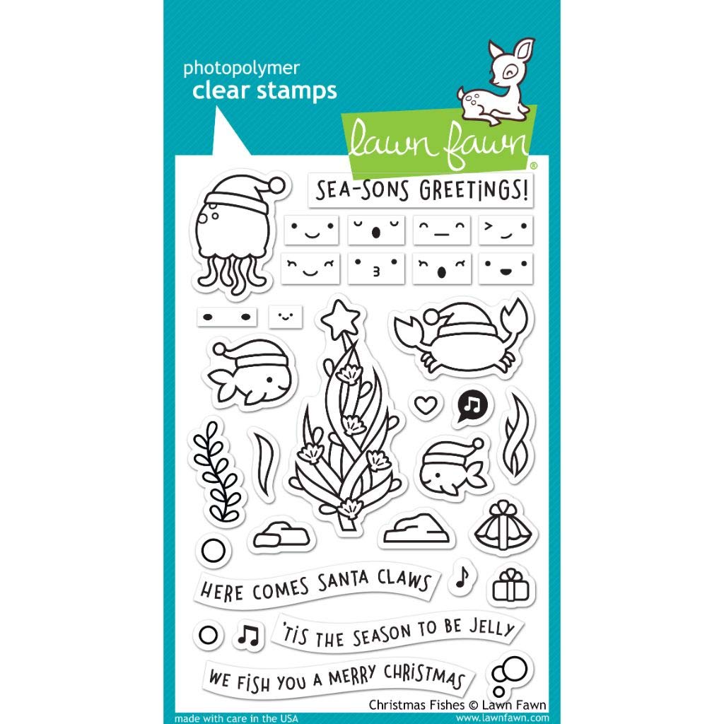 Lawn Fawn Christmas Fishes 4X6 Clear Stamp Set