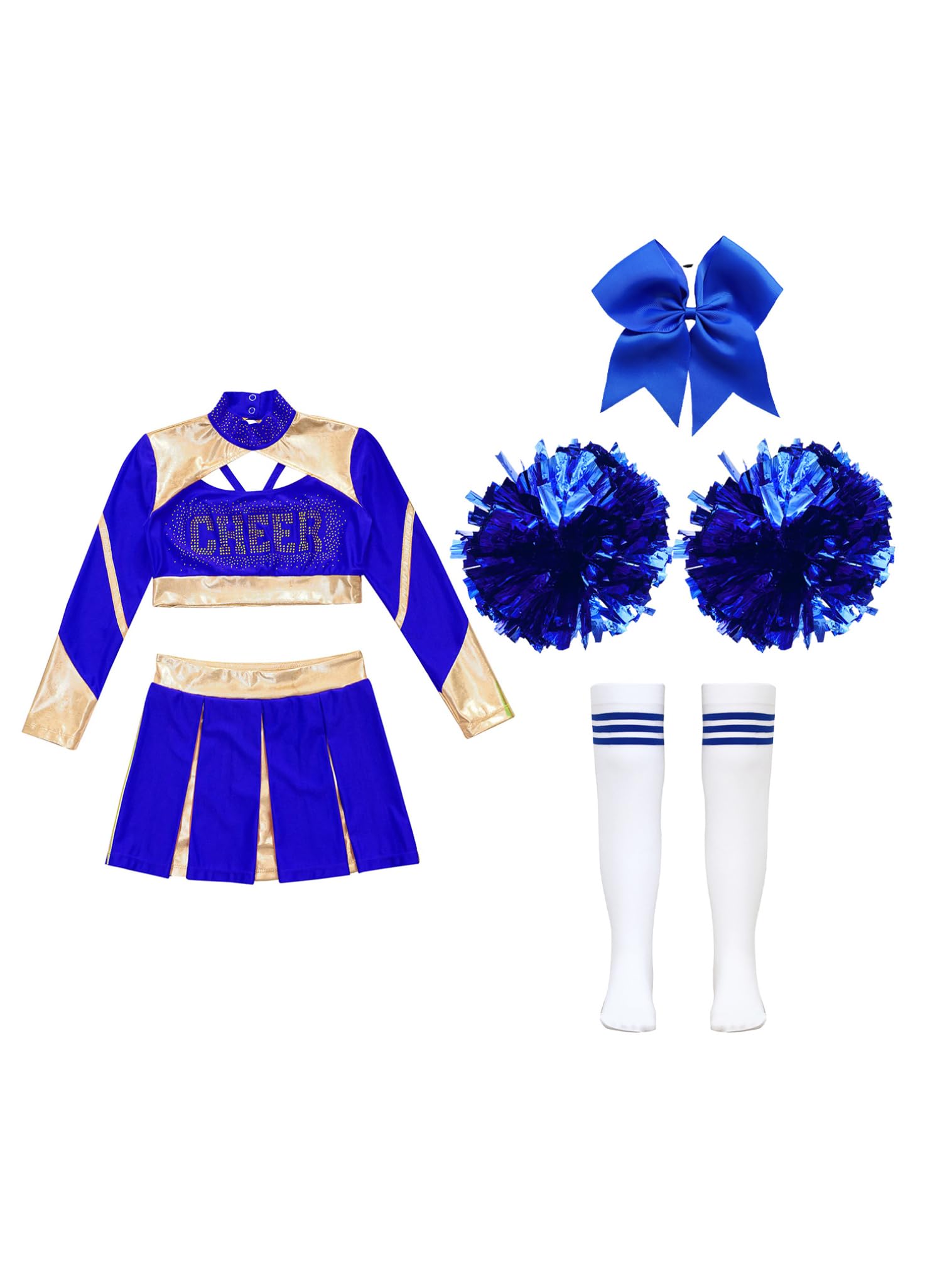 Amazon | FEESHOW チアリーダー衣装 メタリック フレア プリーツ