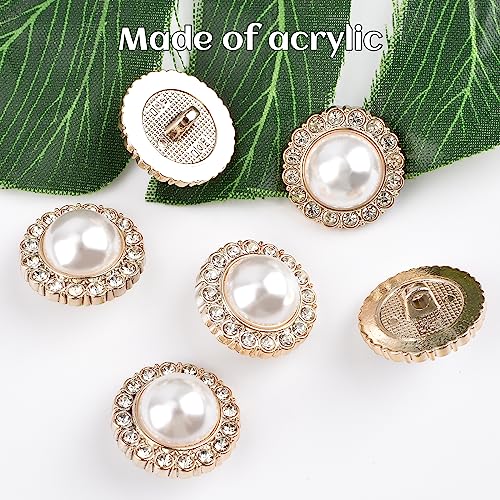 URROMA 30 Pcs Faux Pearl Buttons with Rhinestone - Image 4