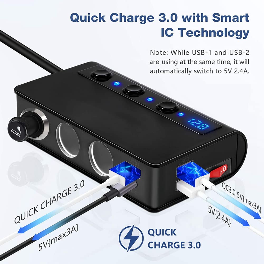 Sdoppiatore Accendisigari Linkstyle 180W Con 2 Porte PD3.0 E QC3.0 Per Auto, Camper E Camion