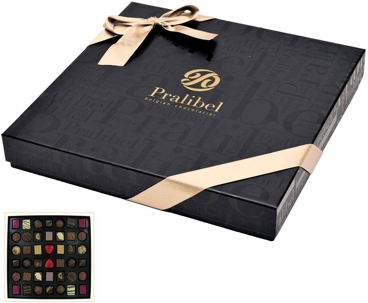 Pralibel Belgian Chocolatier Assorted white, milk, and dark chocolate gift box 21oz