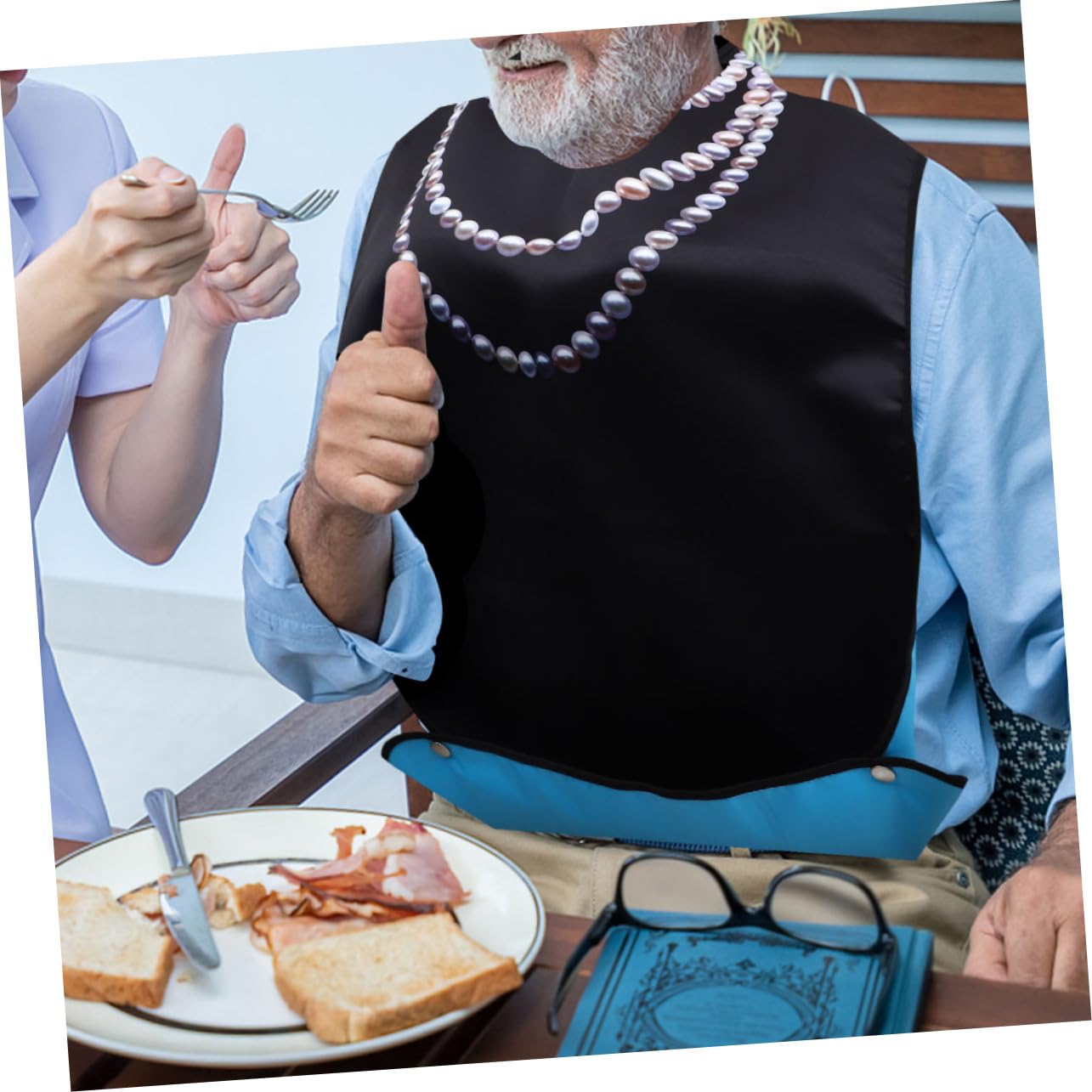 3 Stück-pack Verstellbare Lätzchen aus Polyester für Senioren mit Komfortablem Sitz und Praktischem Kleiderschutz im Haushaltgebrauch