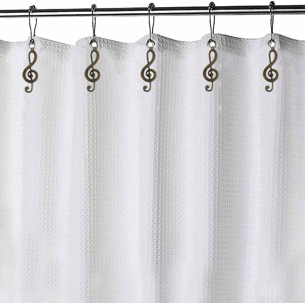 12Pcs Shower Curtain Hooks with Treble Clef Pendant, Music Lover Gifts