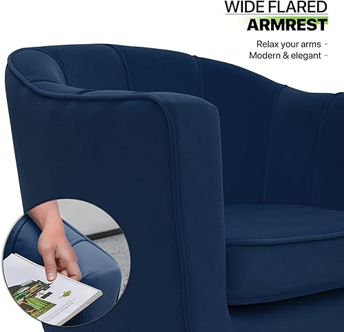 Miniatura 17 de Magshion Silla decorativa de barril con almohada lumbar, sillón tapizado moderno, sillón ergonómico individual para sala de estar, dormitorio,