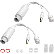 POE Splitter 48V to 12V Power Over Ethernet Waterproof Splitter Adapter,12WMax, 5.5x2.1mm DC Connector,IEEE 802.3Af/at,Suitable for Security IP Cameras 2 Pack