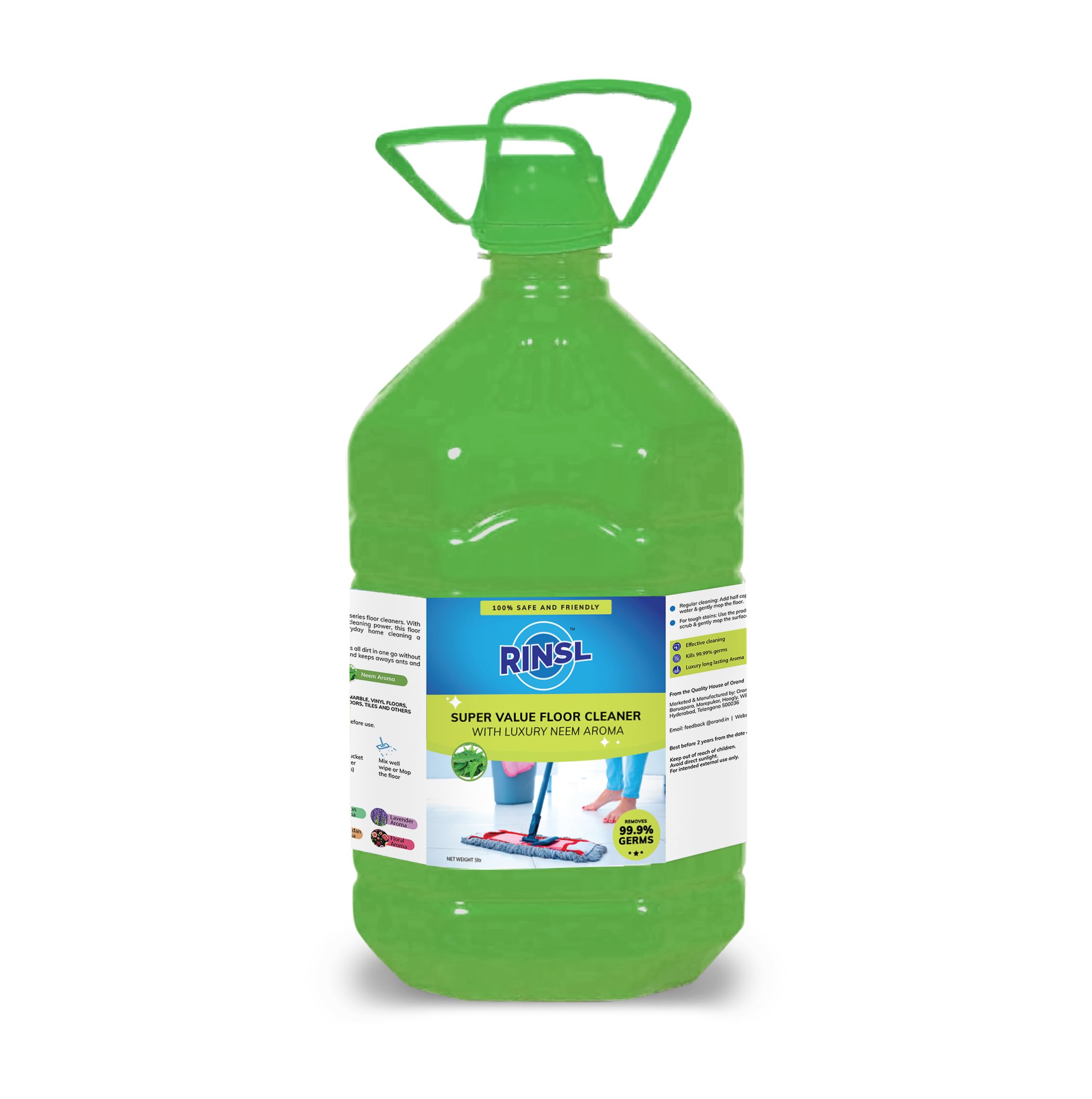 Super Value Natural Disinfectant Floor Cleaner Liquid | Tile & Marble Cleaner | Eco-friendly & Non-Toxic | Luxury Neem Total Clean- 5 Litre Pack