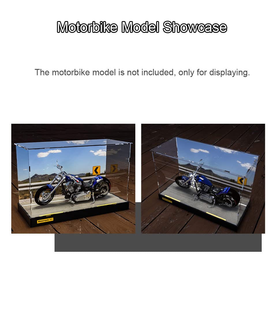zalati Display Case Acrylic with Simulation Scenario Dustproof Showcase for Motorcycle Model Toy Collectibles Assemble - Image 3
