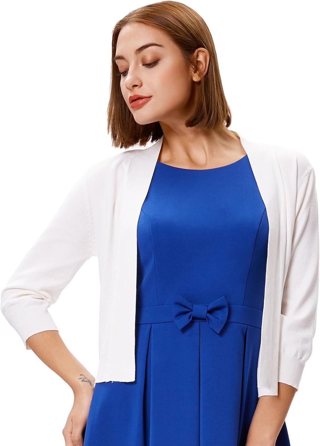 GRACE KARIN Women Cardigan Sweaters Lightweight Knit Cropped Cardigans Trendy 3/4 Sleeve Shrug Bolero S-3XL - Image 3