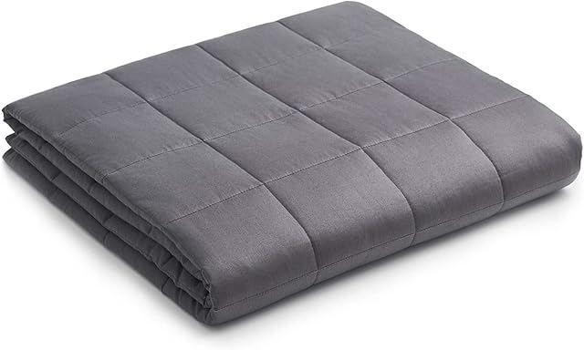 YnM 6.8kg Weighted Blanket, 100% Oeko-Tex Certified Cotton Material with Premium Glass Beads (Dark Grey, 122CM x 183CM 6.8kg), Suit for One Person Use on Twin & Full Bed