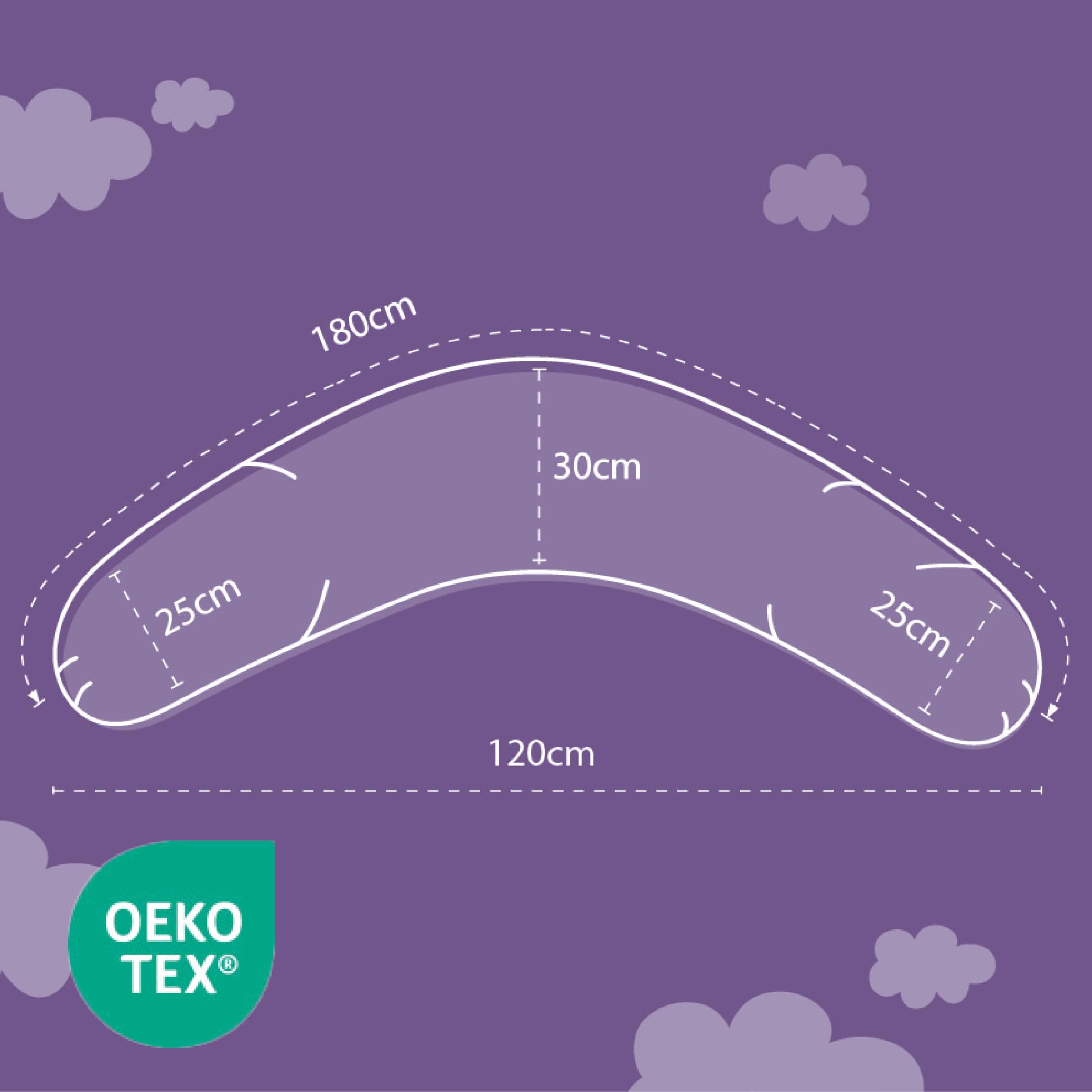 Träumeland Housse de Rechange pour Coussin d'allaitement élastique - Convient pour Coussin d'allaitement de 180 cm - 100% Jersey de Coton - Douce, Respirante et Lavable