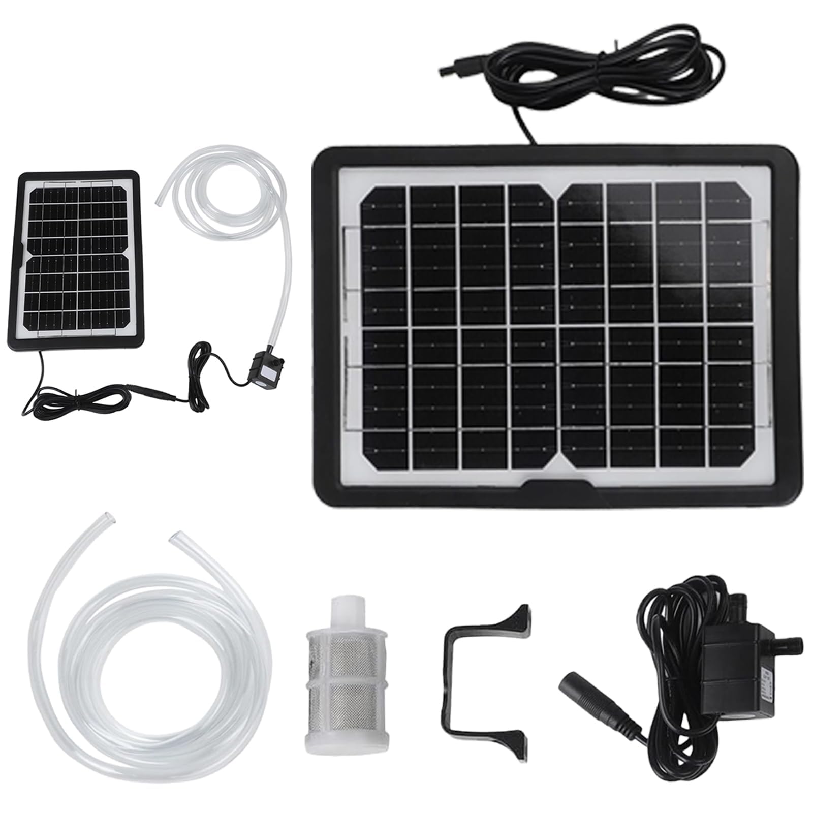 Bomba de Agua Solar para Estanque Exterior, Bomba Sumergible 12V DC 240L/h con Panel Solar 6W/9V y Tubo de 200cm, Kit Completo para Fuentes, Peceras y Jardines