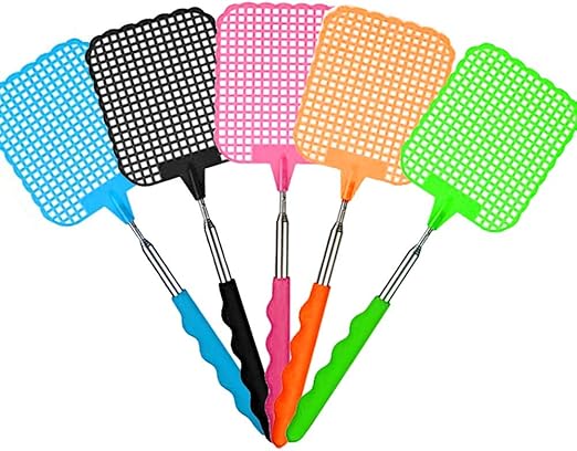CUNYA 5 Pcs Extendable Fly Swatter Heavy Duty, Manual Swat Pest Control with Stainless Steel Adjustable Handle, Lightweight Durable Telescopic Fly Swatters