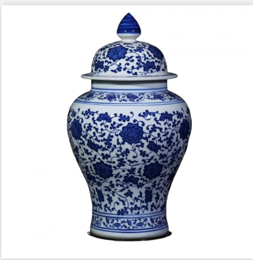 Bzgpmfud Grey Wolf Vase Desktop China Hand Painted Flower Blue And White Porcelain(Grey Wolf)