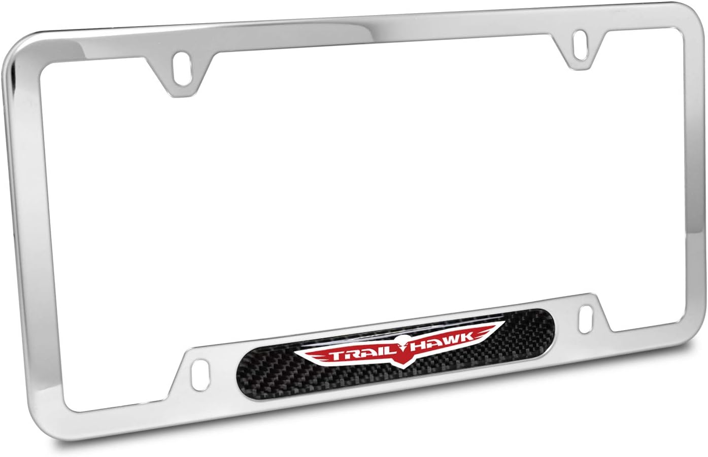 iPick Image for - Jeep Trailhawk Real Carbon Fiber Nameplate Chrome Stainless Steel License Plate Frame