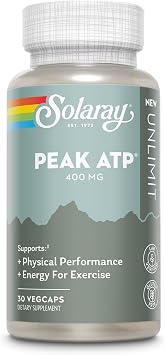 SOLARAY Peak ATP 400 mg - Physical Performance and Exercise Energy Supplements - Stim Free Pre Workout Pills - No Caffeine or Gluten - Lab Verified - 30 Servings, 30 VegCaps