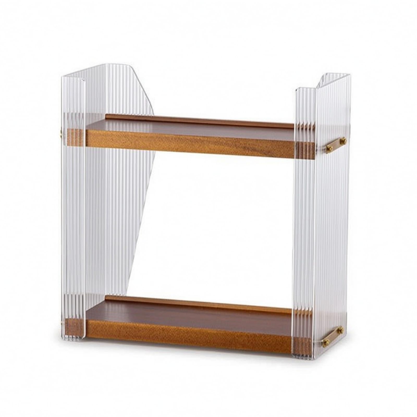 Baoblaze Estante para Cosméticos Organizador de Maquillaje Repisa de Tocador Estantería de Escritorio de Doble Nivel con Madera y Acrílico Transparente Orden y, Grande