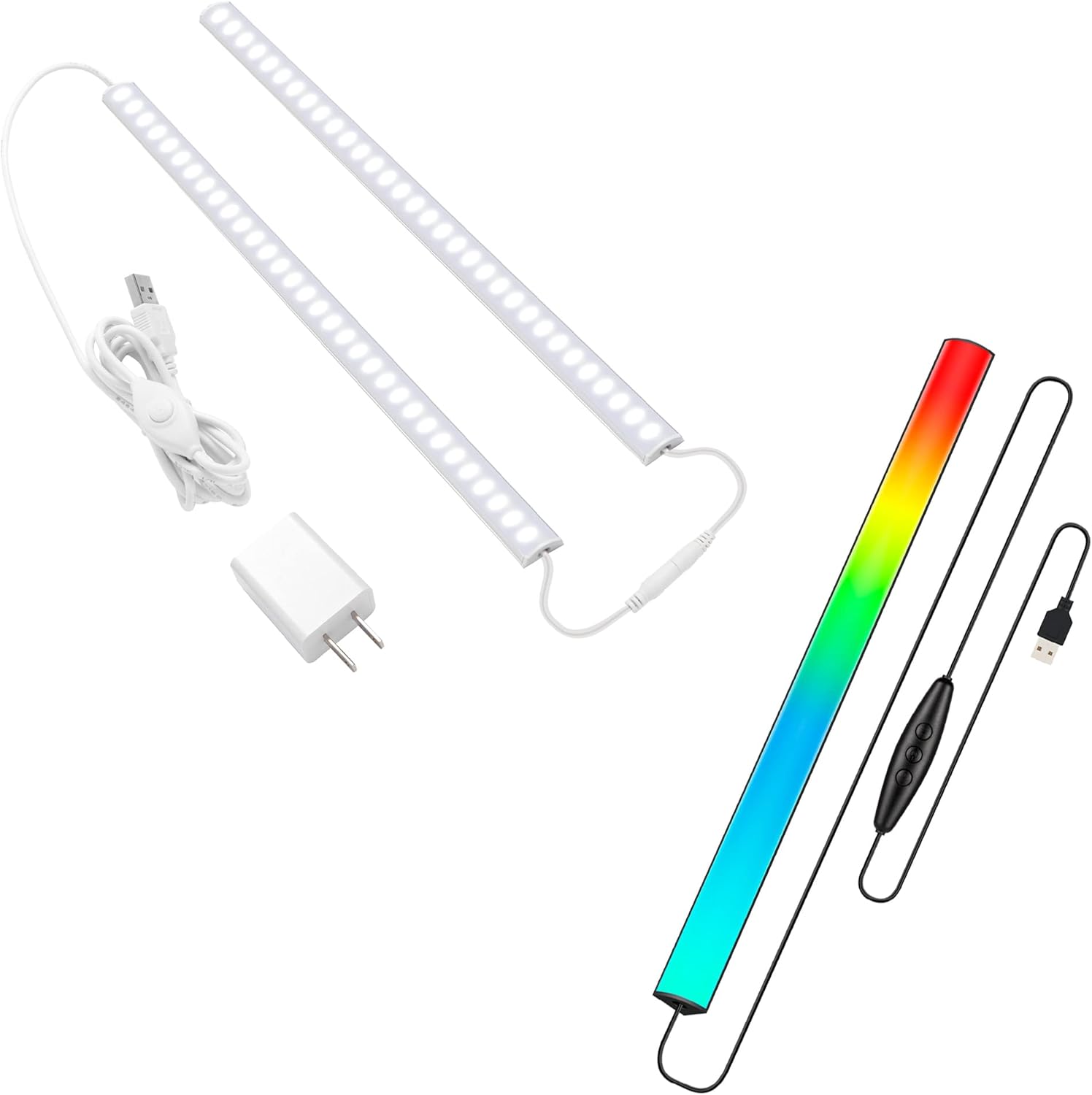 JUSJUBR 2pcs 12 Inch Plug-in Under Cabinet Lights and RGB Under Monitor Gaming Light