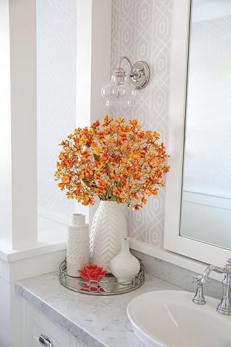 Miniatura 5 de Hollyone Flores artificiales de corona con tallo largo, 3 unidades, bolas de nieve, flores falsas de primavera de 27.5 pulgadas, flores azules