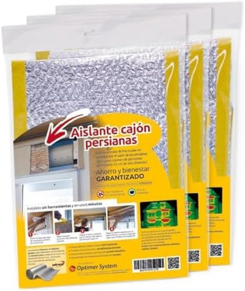 Aislante Termico para el Cajón de la Persiana - Aislamiento Termico Autoadhesivo protege del Frio y Calor - Aislante Caja Persianas - Pack 3 uds - 1.20x0.25m