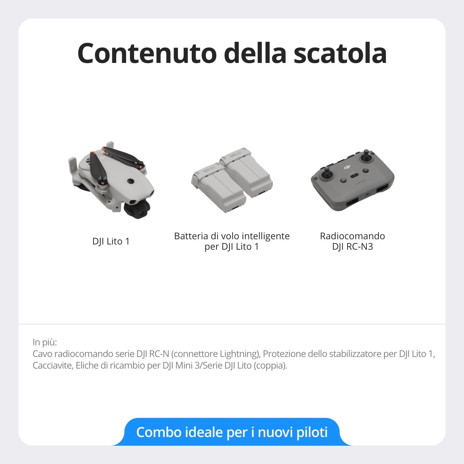 DJI Lito 1 Combo 2 Batterie Bundle, drone con fotocamera 4K, rilevamento degli ostacoli, ActiveTrack, video 4K e immagini 8K, trasmissione video 15 km, C0 (Lito 1 Combo)