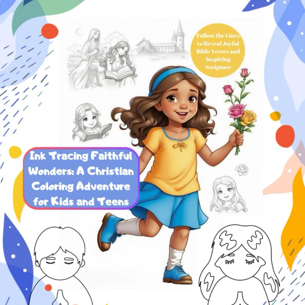 Ink Tracing Faithful Colors: A Christian Coloring Adventure for Kids and Teens: Follow the Lines to Reveal Joyful Bible Verses and Inspiring Scriptures