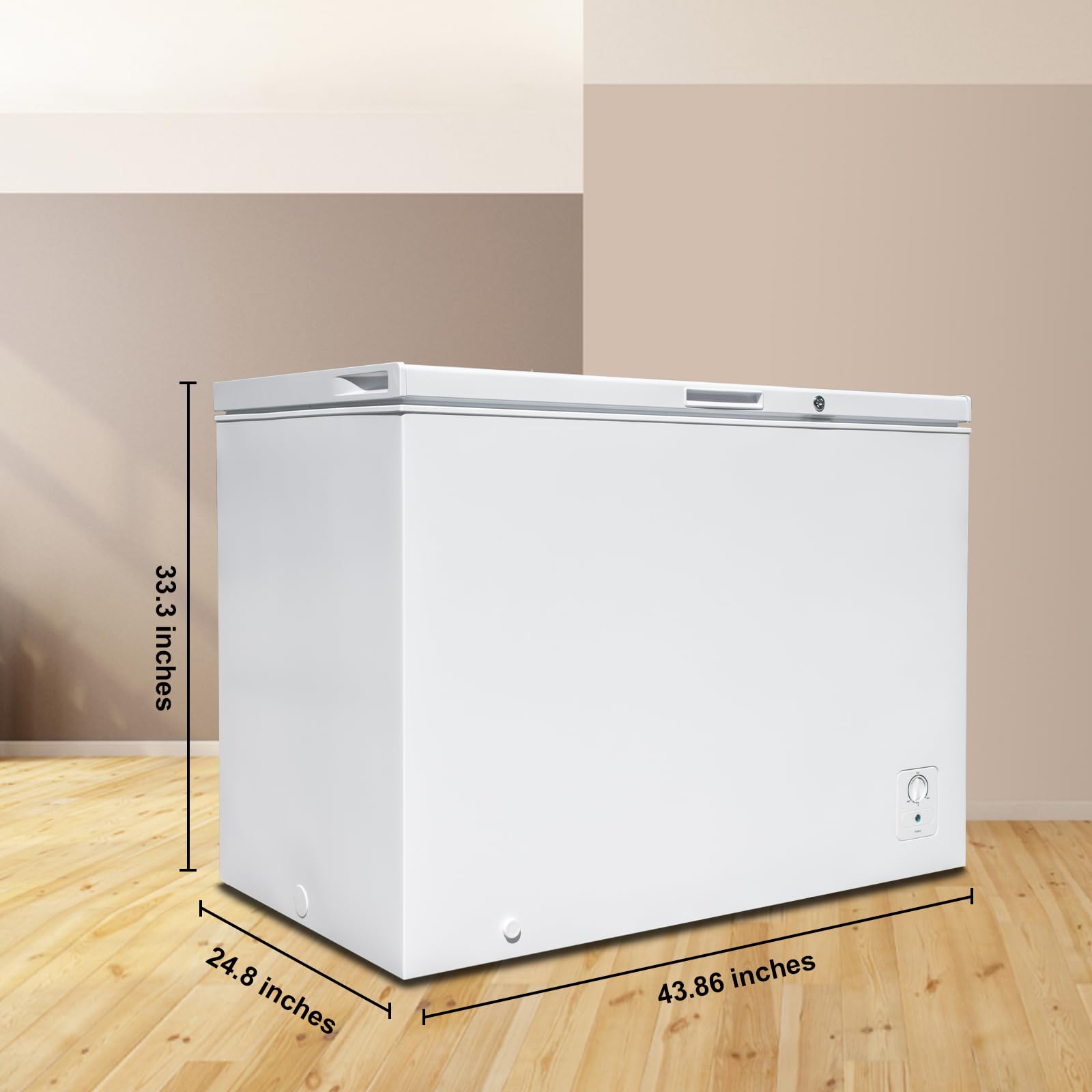 Techomey Chest Freezer 10.5 Cu.Ft, Deep Freezer With Adjustable Thermostat & 3 Removable Basket, 4 Wheels, Lock, Freestanding Top Open Door Freezer For Home, Garage, Basement, White on Fridge.com - View 6