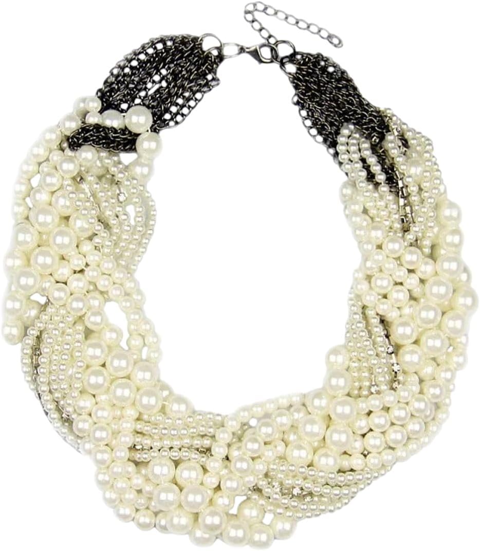 New 2026 Chunky Imitation Pearl Necklace Women Handmade Fashion Rhinestones Collar Chokers Necklaces Statement Jewelry Accessories Creative Gift