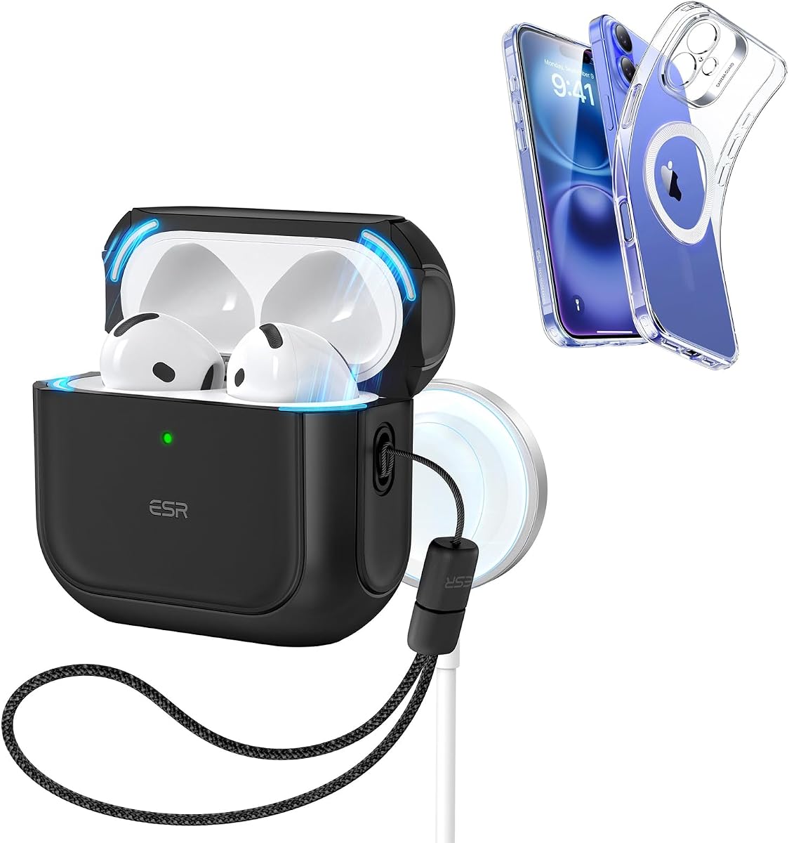 ESR for iPhone 16 Case, Compatible with MagSafe, Camera Protection&ESR for AirPods 4 Case, Compatible with AirPods 4th Generation Case (2024)