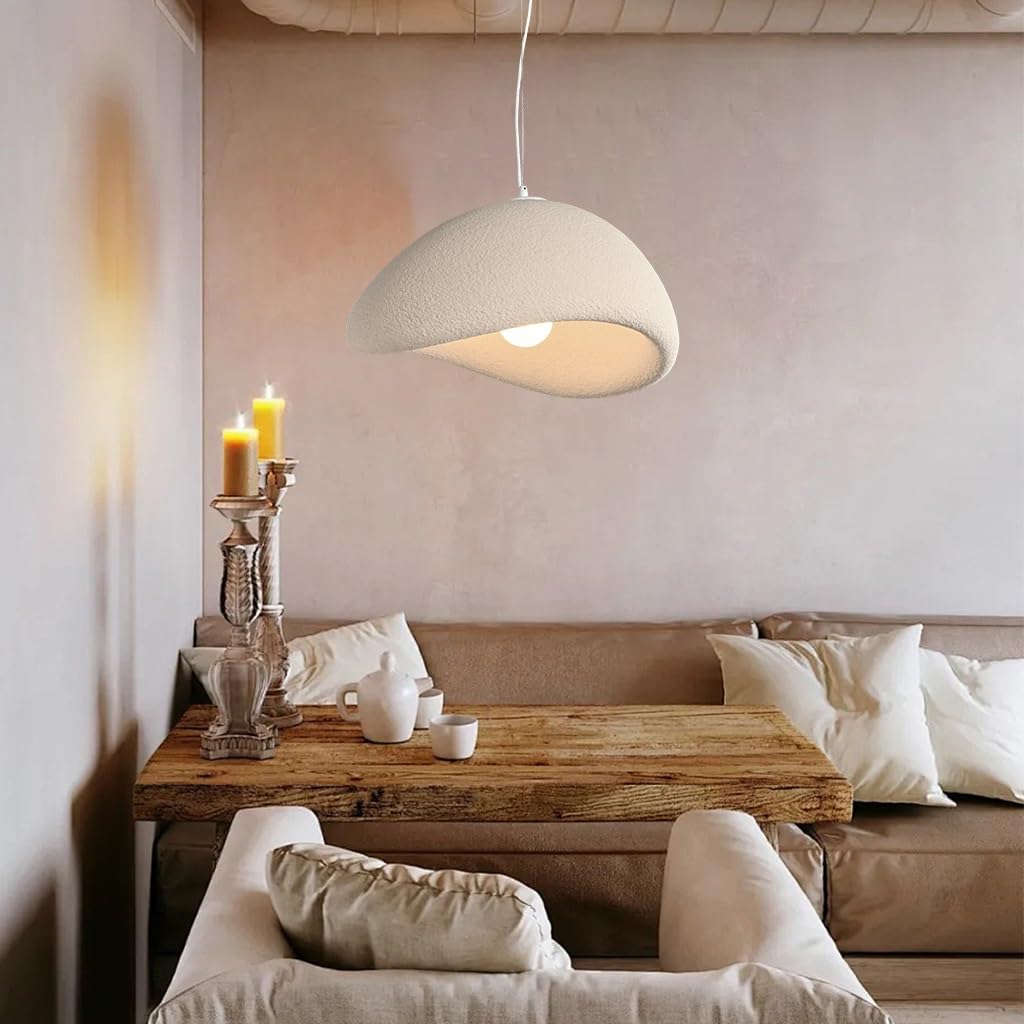 Wabi Sabi Style Lampa Wisząca E27 Ręcznie Wykonany Żyrandol Rzeźby Z Polistyrenu Nowoczesne I Proste Regulowane Wysokość Światła Wieszące Nadające Się Do Salonu Jadalni Kuchni(40cm)