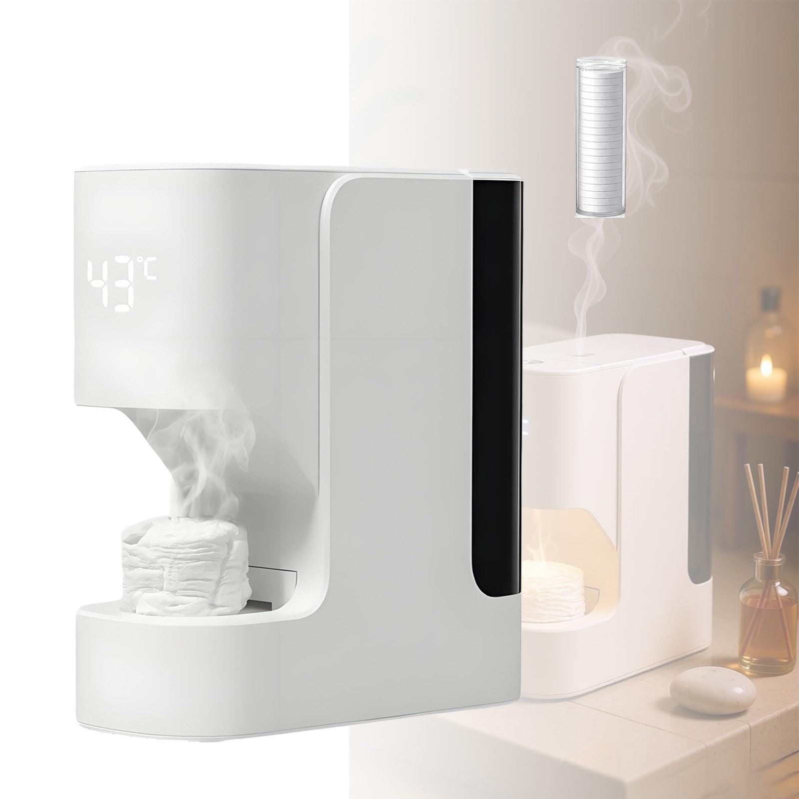 DzkZen Hot Face Towel Heater Machine Dispenser, Automatic Hot Towel Dispenser, 55°C Constant Temperature, 5-Second Warmth, For Spa Home, Salon, Gym, Pet Shop with20towels