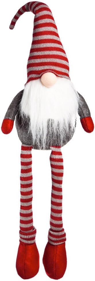 Cypress Home Beautiful Christmas Sitting Long Legs Santa Claus Plush Table Top Décor - 4 x 22 x 7 Inches Indoor/Outdoor Decoration for Homes, Yards and Gardens
