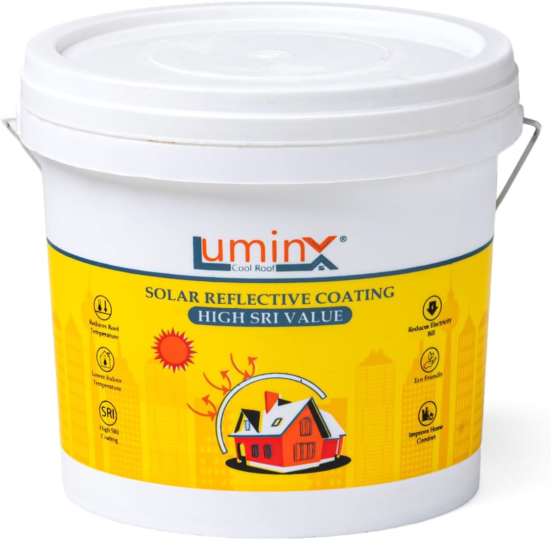 LuminX : Solar Reflective Roof Coating |Summer Cool Roof | Heat Resistance Paint | High Sri Terrace Cooling Paint (10 Kgs), White