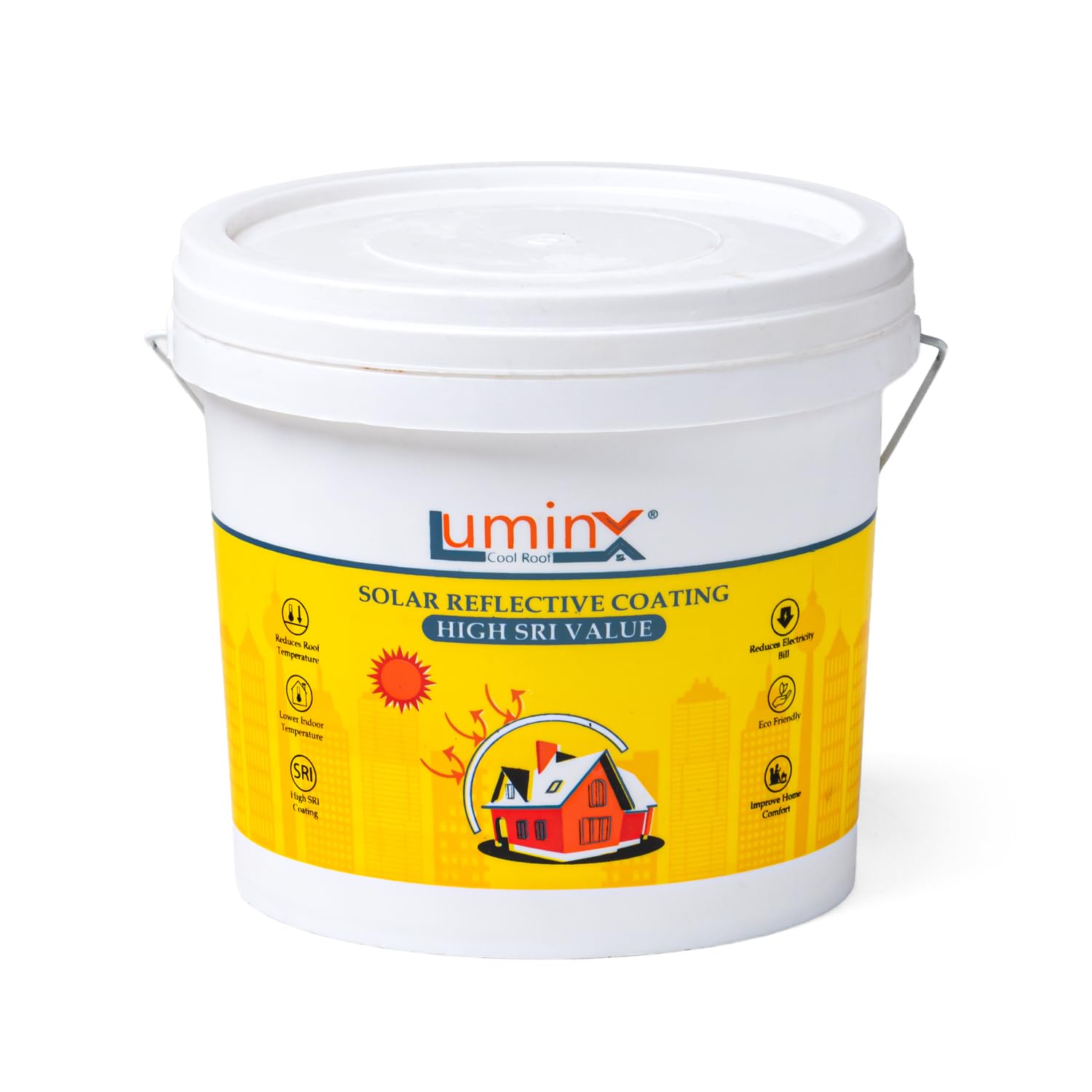 LuminX : Solar Reflective Roof Coating |Summer Cool Roof | Heat Resistance Paint | High Sri Terrace Cooling Cool Roof Paint (10 Kgs), Bright White
