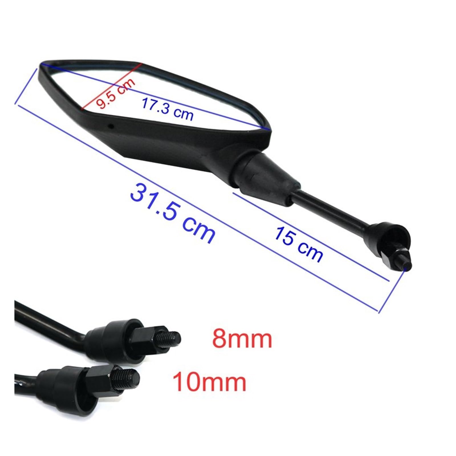 Specchietto retrovisore per Moto, Motore Elettrico, e-Bike, Posteriore, Laterale, elettromobile, specchietto retrovisore per Moto, Specchio Convesso da 8 mm e 10 mm, retrovisore per Bici