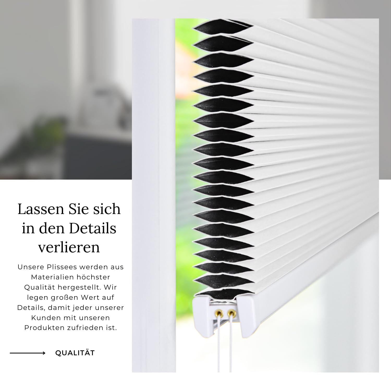 Tom'Shop Plissee mit Klemmfix UV-Schutz WABEN Weiß B140cm x H150cm