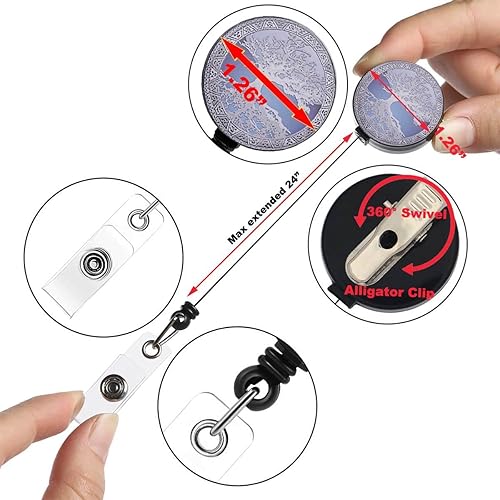 Miniatura 2 de Etiqueta de identificación para estetoscopio, etiqueta de nombre, médica, enfermera, médico, veterinario, EMT viene con 1 carrete retráctil (árbol