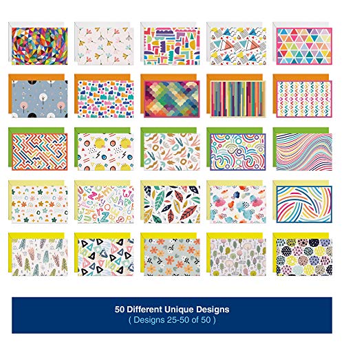 Dessie 50 Blank Cards With Envelopes - Set of 50 Different 4x6 Inch Blank Greeting Cards w/ Colored Envelopes & Gold Seals. Colorful Designs - No Repetition. All Occasion Note Cards with Envelopes Set