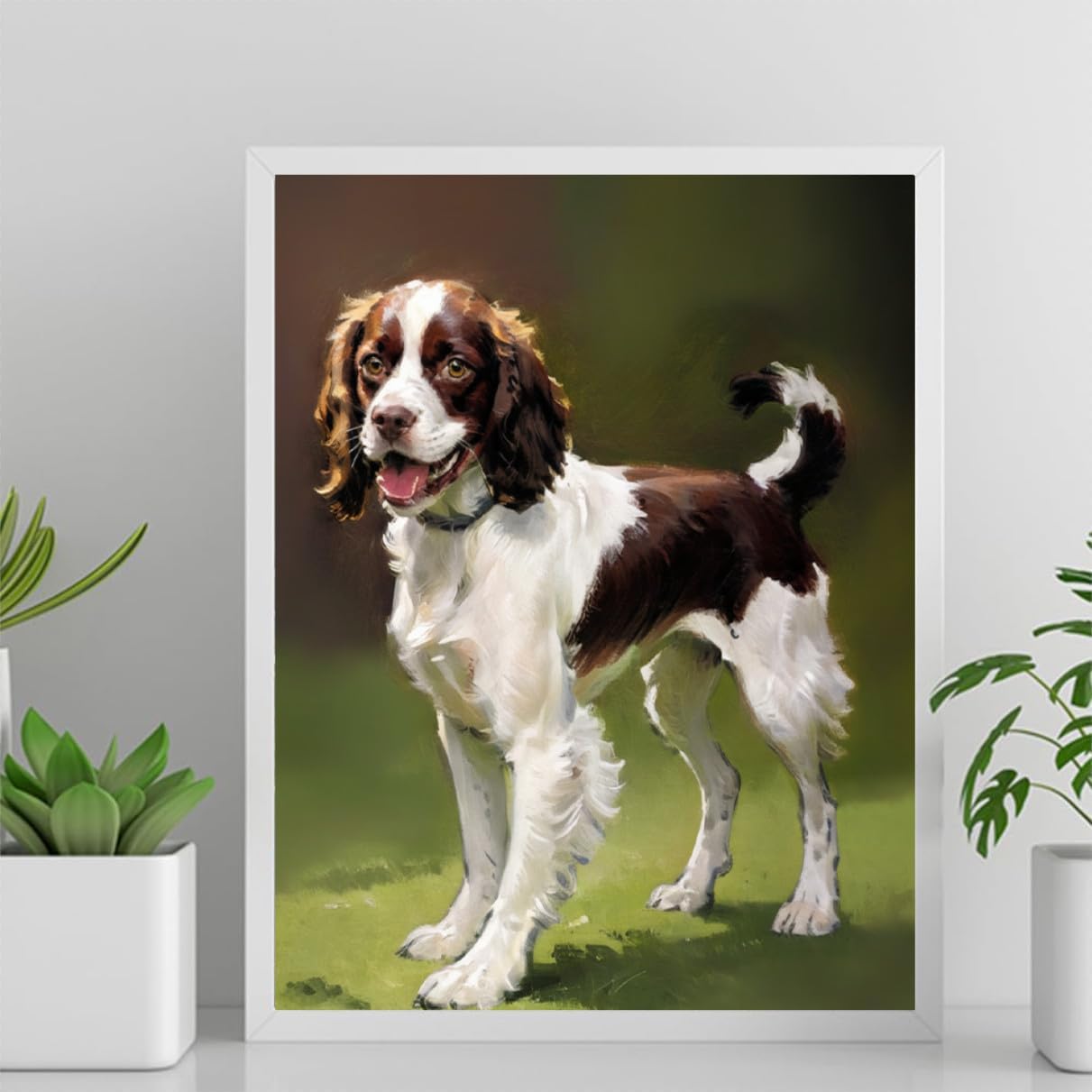 DIY Oil Painting by Number Springer Spaniel Dog Painting by Numbers for Beginners,Acrylic Paint Crafts for Home Decor 12x16inch(30x40cm) Frameless