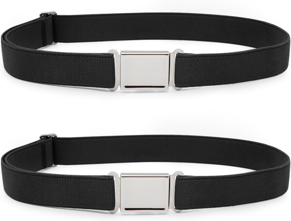 XZQTIVE 2 Pack Kids Adjustable Magnetic Belt Boys Girls Elastic Belt with Easy Magnetic Buckle