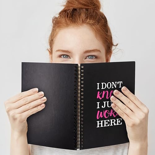 Miniatura 5 de QYUVK Cuadernos en espiral en blanco de tapa dura con texto en inglés "I Don't Know I Just Work", divertidos regalos administrativos profesionales