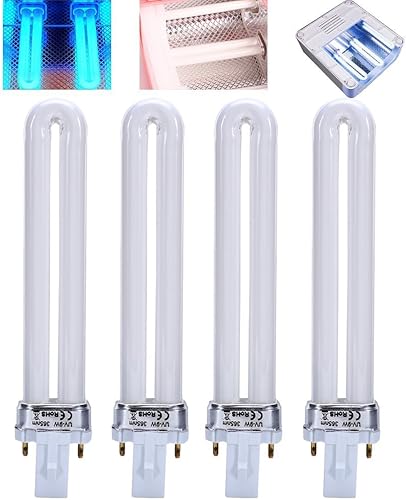 ZJchao Juego de bombillas LED, 4 piezas de 9 W, no inductancia de repuesto, tubo UV, tubo de bombilla de 365 nm, para secador de arte de uñas,