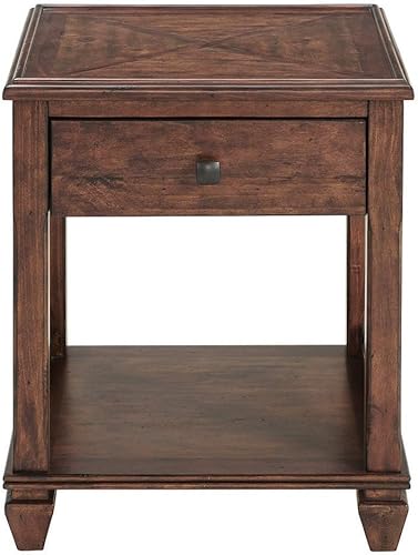 Alaterre Furniture Stockbridge - Mesa auxiliar cuadrada de madera con cajón de 21 pulgadas