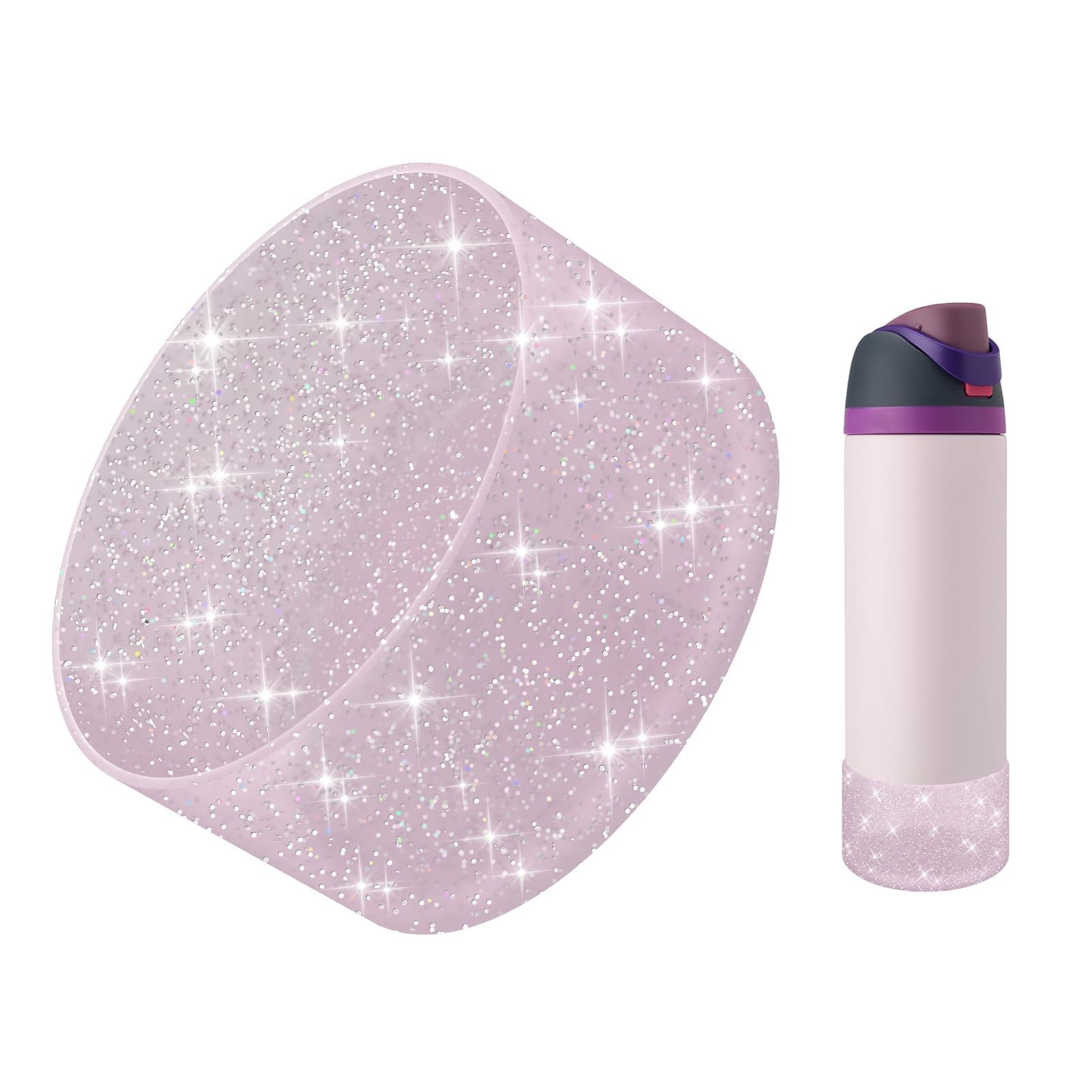 BKBY Protective Glitter Silicone Boot Compatible with Owala 24oz 32oz 40oz, Bling Cup Sleeve Bottom Bumper Cover Compatible with Owala FreeSip, Twist,